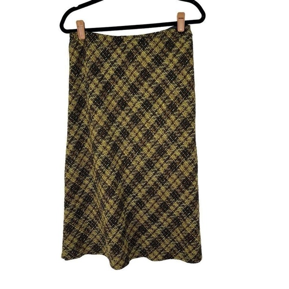 Vintage Green Black Heritage Plaid Midi Skirt - Picture 1 of 6